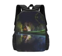 POEZJZW Chalet By The Lake - Mochila ligera para estudiantes, mochila de viaje para laptop, para niñas, niños, trabajo, universidad, regalos de regreso a clases
