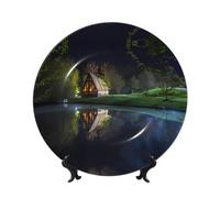 POEZJZW Chalet by The Lake - Plato decorativo de porcelana china, suave y no perjudicial para las manos, obra de arte clásica adecuada para el hogar y la oficina, 8 pulgadas