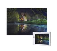 Poezjzw Chalet By The Lake Puzzles - Rompecabezas de madera para adultos, 1000 piezas, para familia, amigos, decoración del hogar, arte de pared, 29.5 x 19.7 pulgadas