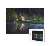 Poezjzw Chalet By The Lake Puzzles - Rompecabezas de madera para adultos, 300 piezas, para familia, amigos, decoración del hogar, arte de pared, 15.7 x 11 pulgadas