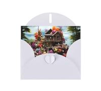 POEZJZW Chalet By The Sea Pearl - Tarjetas de Navidad de papel, con sobres blancos, tarjetas de agradecimiento, boda, día de San Valentín, 10 unidades