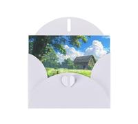 POEZJZW Chalet In The Grassland - Tarjetas de Navidad de papel perlado, con sobres blancos, tarjetas de agradecimiento, boda, día de San Valentín, 10 unidades