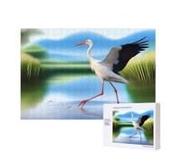Poezjzw Cigüeñas en el agua Rompecabezas clásico para adultos, 300 piezas, rompecabezas de madera moderno para decoración del hogar, juego intelectual, 40 x 28 cm