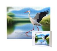 Poezjzw Cigüeñas en el agua Rompecabezas clásico para adultos, 500 piezas, rompecabezas de madera moderno para decoración del hogar, juego intelectual, 52 x 38 cm