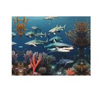 POEZJZW Cobija de franela con diseño de tiburones bajo el mar de 80 x 60 pulgadas, para sofá, cama, noche de cine, campamento y viajes