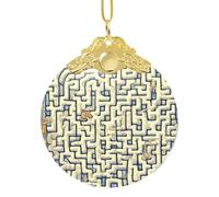 Poezjzw Colgante con hebilla de metal dorado con diseño de mapa del tesoro, diseño de laberinto, adecuado para el hogar, centros comerciales y celebraciones navideñas