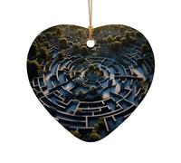 Poezjzw Colgante de cerámica con diseño de laberinto, decoración navideña en forma de corazón, adecuado para el hogar, centros comerciales y celebraciones de vacaciones