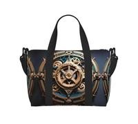 Poezjzw Cool Steampunk Gears - Bolsa de viaje para equipaje de mano, resistente al agua, para fin de semana y noche, plegable, Negro -, Talla única