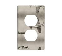 Poezjzw Cubierta de interruptor de luz con patrón de avión de la Segunda Guerra Mundial, cubierta de salida dúplex, placa de pared decorativa, tamaño 4.5 x 2.76 pulgadas