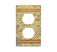 Poezjzw Cubiertas de salida con patrón de laberinto del tesoro, placa de pared para interruptor de luz, placa decorativa para cocina, baño, dormitorio, decoración de granja