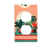 Poezjzw Cubiertas de salida con patrón de plantas verdes en maceta para interiores, placa de pared para interruptor de luz, placa decorativa para cocina, baño, dormitorio, decoración de granja