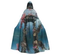 POEZJZW Disfraz de capa con capucha con patrón de arquitectura submarina para adultos, hombres y mujeres, sudaderas con capucha de Navidad, disfraces de cosplay