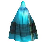 POEZJZW Disfraz de túnica con capucha con patrón de sauce frente al mar para adultos, hombres y mujeres, sudaderas de Navidad, disfraces de cosplay