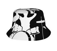 POEZJZW Drummer - Sombrero de pescador con estampado de bateristas, para hombre y mujer, sombrero de sol UV, ala ancha, para exteriores, para playa, senderismo, pesca, color negro
