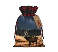 POEZJZW Elk In The Meadow - Bolsa de regalo con cordón para aperitivos, bolsa de caramelos, perfecta para celebraciones, Navidad, cumpleaños, fiestas, etc