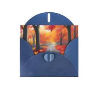 POEZJZW Forest Path - Tarjetas de Navidad de papel perlado, con sobres azules, tarjetas de agradecimiento, boda, día de San Valentín, 10 unidades