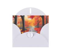 POEZJZW Forest Path - Tarjetas de Navidad de papel perlado, con sobres blancos, tarjetas de agradecimiento, boda, día de San Valentín, 10 unidades