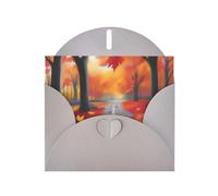 POEZJZW Forest Path - Tarjetas de Navidad de papel perlado, con sobres grises, tarjetas de agradecimiento, boda, día de San Valentín, 10 unidades