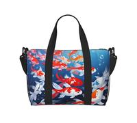 Poezjzw Fortune Koi - Bolsa de viaje para fin de semana, bolsas de mano para mujer, bolsas de hospital para trabajo de parto y parto, bolsa de equipaje nocturna, color negro, talla única, Negro, One