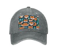 POEZJZW Fox Forest Happy Cut Pattern Around Vintage ajustable cola de caballo gorra de vaquero gorra de béisbol gorras de gimnasio para mujeres hombres mujeres regalos negro, gris, Talla única