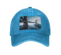 POEZJZW Gorra de béisbol ajustable con diseño de puente alto sobre el mar alrededor de la cola de caballo vintage para mujer, hombre, mujer, regalo negro, azul, Talla única