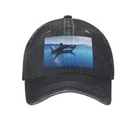 POEZJZW Gorra de béisbol ajustable con diseño de tiburón alrededor de la cola de caballo para mujer, hombre, mujer, regalo, color negro, Negro, Talla única