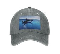 POEZJZW Gorra de béisbol ajustable con diseño de tiburón alrededor de la cola de caballo para mujer, hombre, mujer, regalo, color negro, gris, Talla única