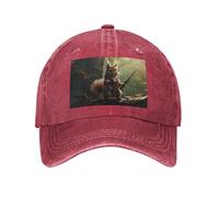 POEZJZW Gorra de béisbol con patrón de ardilla valiente para hombres y mujeres, sombreros de vaquero ajustables, unisex, color negro, rosso, Talla única