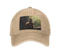 POEZJZW Gorra de béisbol con patrón de ardilla valiente para hombres y mujeres, sombreros de vaquero ajustables, unisex, color negro, natural, Talla única