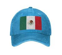 POEZJZW Gorra de béisbol con patrón de bandera de México para hombres y mujeres, sombreros de vaquero ajustables, unisex, color negro, azul, Talla única