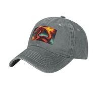 POEZJZW Gorra de béisbol con patrón de Dragon King in Fire para hombres y mujeres, sombreros de vaquero ajustables, unisex, color negro, gris, Talla única