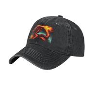 POEZJZW Gorra de béisbol con patrón de Dragon King in Fire para hombres y mujeres, sombreros de vaquero ajustables, unisex, color negro, Negro, Talla única