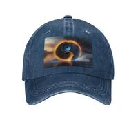 POEZJZW Gorra de béisbol con patrón de tai chi de agua y fuego, ajustable, vintage, para cola de caballo, estilo vaquero, gorra de béisbol para mujeres, hombres, mujeres, regalos, color negro, azul