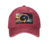 POEZJZW Gorra de béisbol con patrón de tai chi de agua y fuego, ajustable, vintage, para cola de caballo, estilo vaquero, gorra de béisbol para mujeres, hombres, mujeres, regalos, color negro, rosso