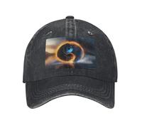 POEZJZW Gorra de béisbol con patrón de tai chi de agua y fuego, ajustable, vintage, para cola de caballo, estilo vaquero, gorra de béisbol para mujeres, hombres, mujeres, regalos, color negro, Negro