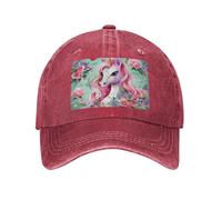 POEZJZW Gorra de béisbol con patrón de unicornio rosa para hombres y mujeres, sombreros de vaquero ajustables, unisex, color negro