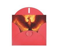 POEZJZW Hermosas tarjetas de Navidad de papel perla de Phoenix, con sobres rojos, tarjetas de agradecimiento, bodas, día de San Valentín, 10 unidades
