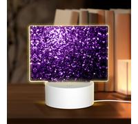 POEZJZW Hermoso patrón de purpurina púrpura rectangular acrílico luz de noche interruptor táctil acento para estanterías, escritorios, mesitas de noche