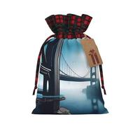 POEZJZW High Bridge Over The Sea - Bolsa de regalo con cordón para Navidad, fiestas de cumpleaños y aniversarios, almacenamiento de dulces, regalos y artículos pequeños diarios