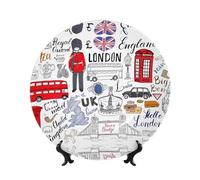 POEZJZW I Love London - Plato decorativo de porcelana de hueso, para manualidades, decoración perfecta para el hogar, oficina y cafetería, 6 pulgadas