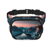 Poezjzw Impresionante riñonera de viaje con paisaje adecuada para correr, ciclismo y aventuras al aire libre, almacenar teléfonos móviles y tarjetas de crédito, negro, talla única, negro, talla única