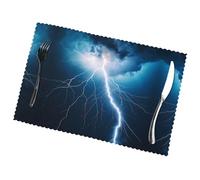 Poezjzw Juego de 6 manteles individuales con patrón de rayo y trueno, 12 x 18 pulgadas, para decoración de fiestas, cocina, comedor