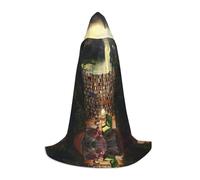 POEZJZW Library - Capa con capucha para hombre y mujer, diseño renacentista, Halloween, bruja, mago, talla L