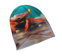 POEZJZW Little Crab by The Sea - Gorro elástico, cálido y transpirable, ligero, adecuado para mujeres embarazadas, pacientes con cáncer, uso diario, color negro