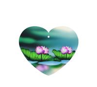 Poezjzw Lotus On The Lake - Ambientadores para coche, 4 unidades, en forma de corazón, para colgar, aromaterapia, ambientadores perfumados para dormitorio y baño