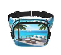 Poezjzw Love Island On The S - Riñonera de viaje adecuada para correr, ciclismo y aventuras al aire libre, almacenar teléfonos móviles y tarjetas de crédito, color negro, talla única, Black, Talla