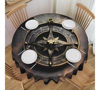 POEZJZW Magical Design - Mantel decorativo redondo con diseño de runas nórdicas, de 60 pulgadas, a prueba de salpicaduras y aceite, adecuado para mesas de comedor y mesas de café