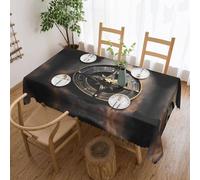 POEZJZW Magical Design - Mantel rectangular con patrón de brújula de runas nórdicas, 54 x 72 pulgadas, borde de encaje ondulado, mantel de poliéster para comedor, cocina, fiestas