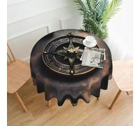 POEZJZW Magical Design - Mantel redondo con patrón de brújula de runas nórdicas, 152 cm, mantel redondo de poliéster decorativo para fiesta, picnic, cocina, decoración al aire libre