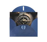 POEZJZW Magical Design - Tarjetas de Navidad de papel con diseño nórdico, brújula, perlas, sobres azules, tarjetas de agradecimiento, boda, día de San Valentín, 10 unidades